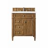 James Martin Vanities Brittany 30in Single Vanity, Saddle Brown, w/ 3 CM White Zeus Quartz Top 650-V30-SBR-3WZ